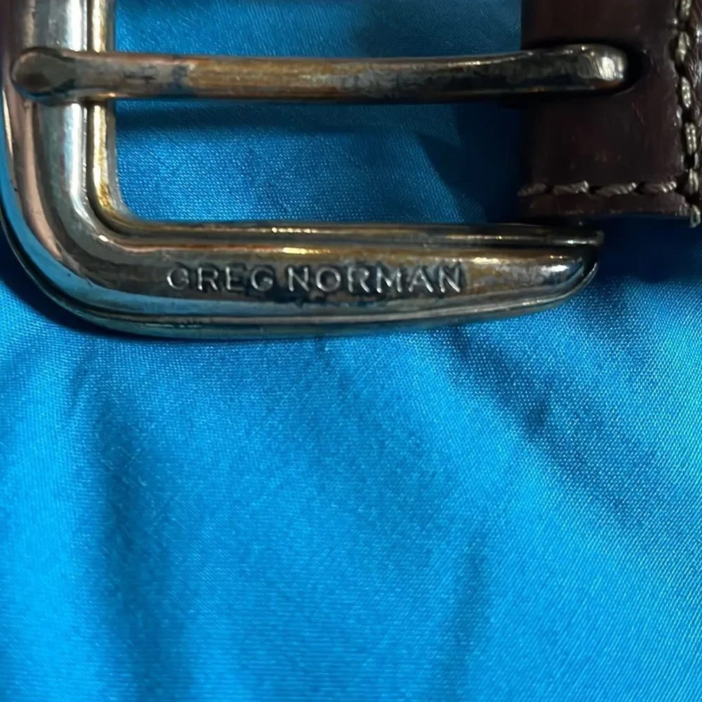 Greg Norman‎ Mens golf belt Genuine leather with shark conchos Sz 40 Brown